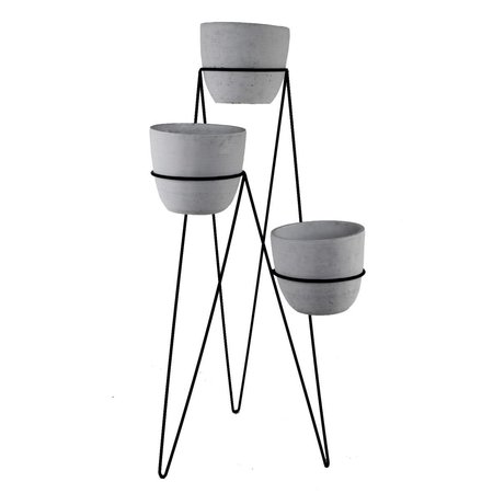 FLORA BUNDA 36 in Tall 3Tier Lava Grey Cement Pots EM1747EGY